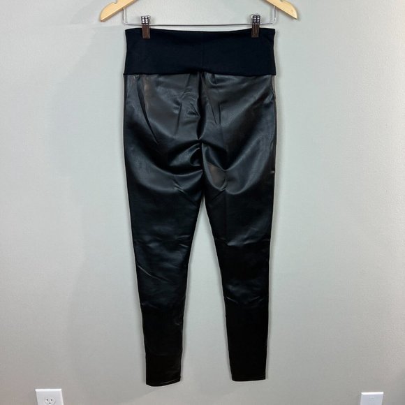 ASSETS by SPANX Faux Leather Shaping Leggings M Very Black Skinny Womens New - Picture 5 of 9